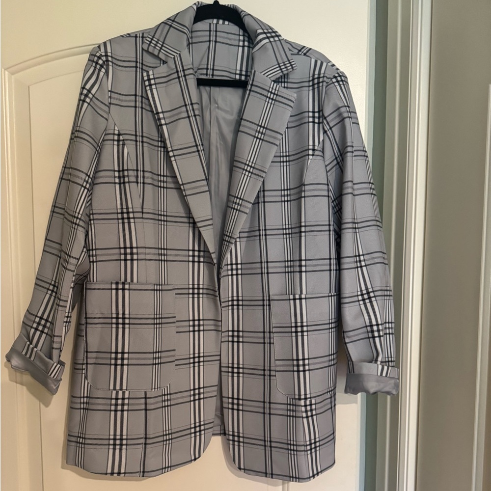 Gray Plaid Blazer